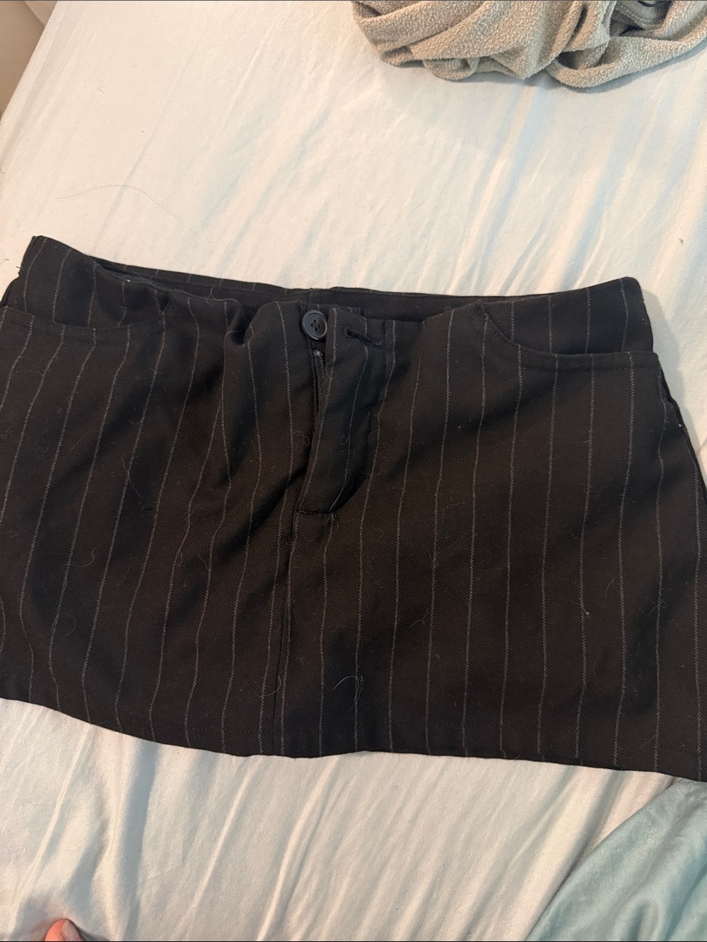 Brandy Melville Black Pinstripe Mini Skirt with White Stripes